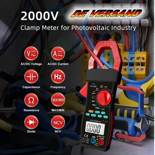 Autoranging Stromzange 45mm True RMS 2000V/1000A LPF PV-Diagnose Multitester - Bild 1 von 4