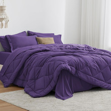 California King Comforter Set Purple, 7 Pieces California King Bed in a Bag, All