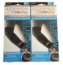 2 Copper Fit Freedom Compression Elbow Sleeve Medium Unisex - Elbow Support