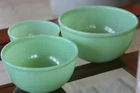 :Vintage Fire-King  Jadeite Mixing Bowls Set of 3 Oven Ware Excellent Condition: