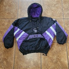 Vintage Starter Colorado Rockies Jacket Hood Front Pocket Puffer Mens XL 90s