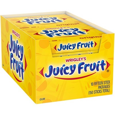 Wrigley Juicy Fruit Chewing Gum, 15 Stick (Pack 15 Count of 10), Yellow
