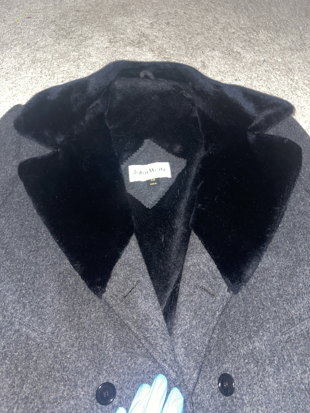 JOHN WEITZ Grey Double Breasted Wool Button Up Co… - image 3