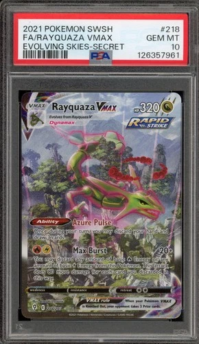 Pokemon Rayquaza VMAX Evolving Skies Secret Rare Full Alt Art #218 PSA 10