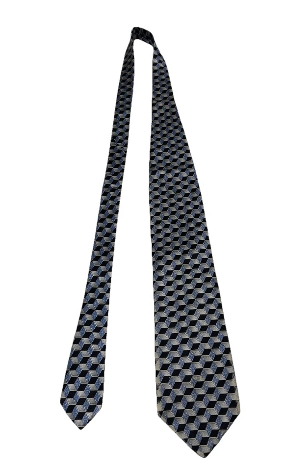 Corbata Zilli 100% Seda Formas Geométricas Lujo Negocios Italia Diseñador Foto 2 de 4