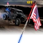Xprite 4ft LED Spiral Whip Light w/ USA Flag Red White Blue ATV UTV Polaris RZR
