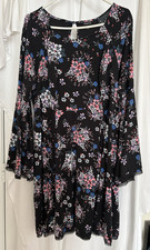 Black & Floral Bell Sleeve Dress Size 14 Torrid