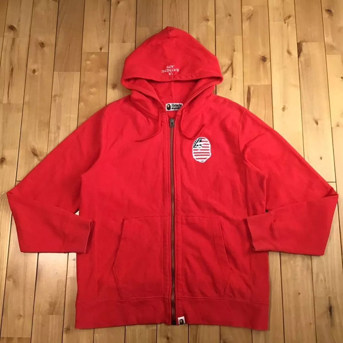 BAPE The Stars and Stripes APE HEAD zip hoodie Red A Bathing Ape Size XL