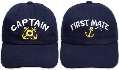 AnapoliZ Captain Hat, First Mate Hat Set Adjustable Cap,
