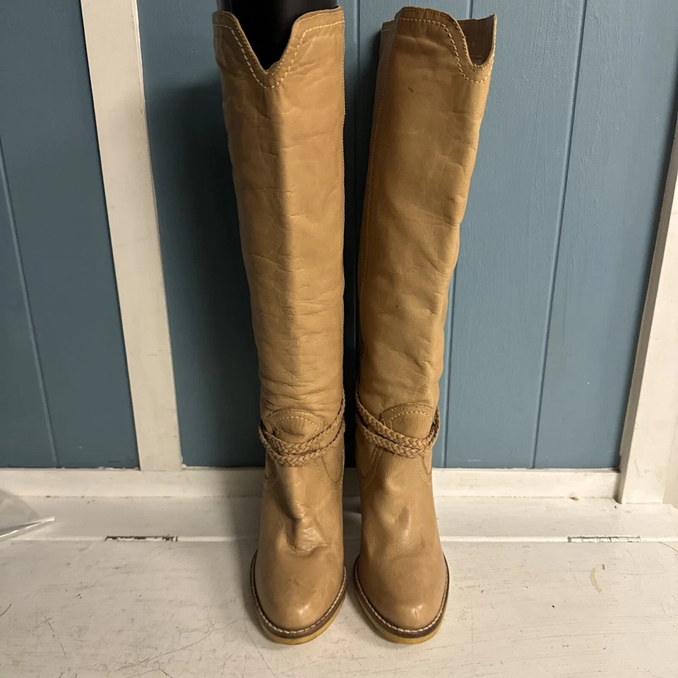 Botas Danelle Vintage Tacón Camel Western Boho Detalle Cuerda Botas Mujer’s 6 M Foto 4 de 4