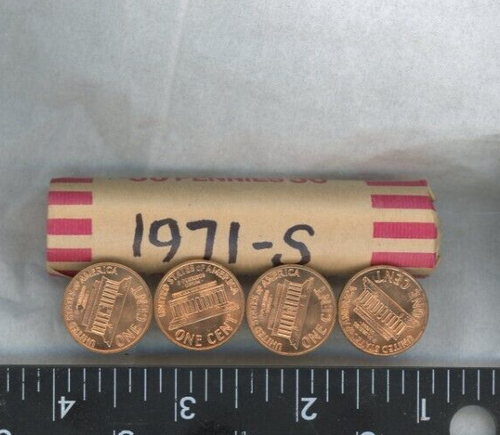 1971-S Lincoln Memorial Cents FDC/UNC 50 monete sfuse non maneggiate - Foto 3 di 4