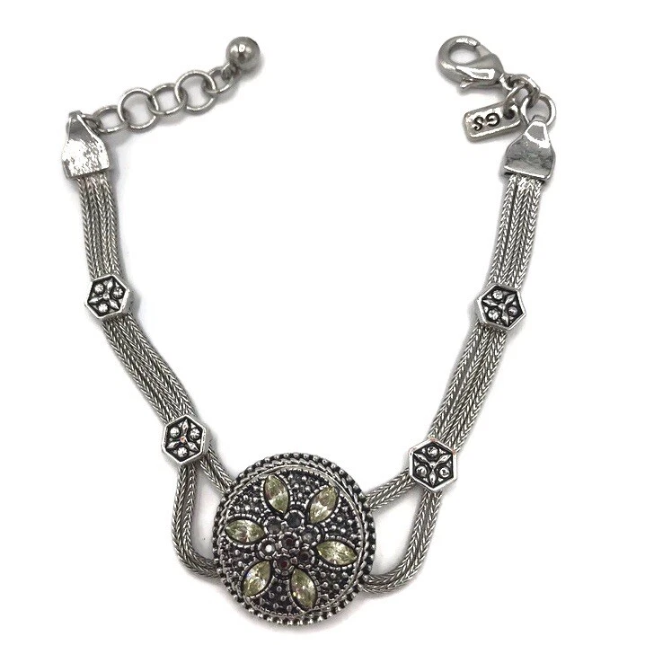 Pulsera Multi Hilo Broches de Jengibre con Dije Estrás Verde Intercambiable  Foto 4 de 4