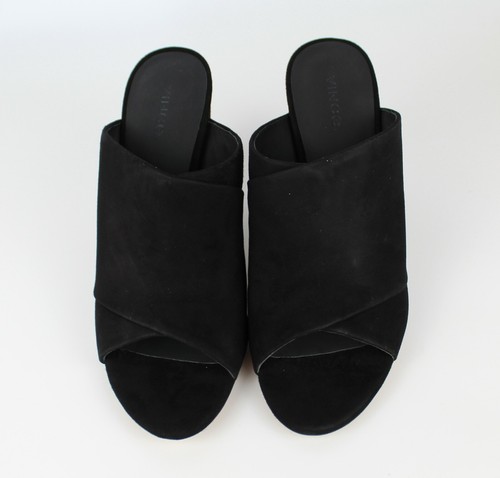 NEW Vince Heath Suede Heeled Mules – Chic Sandals for Day to Night, Black, 8.5 M - Picture 6 of 10