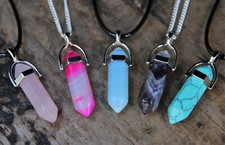 Crystals Pendant Necklace | Pendulum Crystals | Choice of Chain or Bootlace