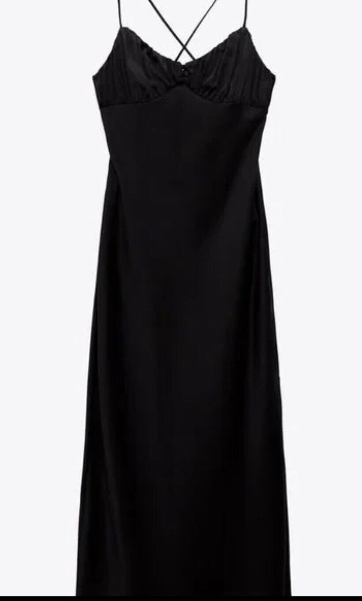 ZARA Black Satin Camisole Dress Size S