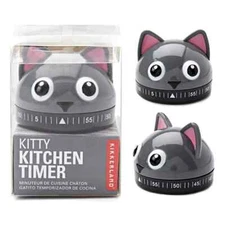 Kikkerland Kitty Cat Kitchen Timer 60 Min Cooking Count Down Clock Alarm NIB