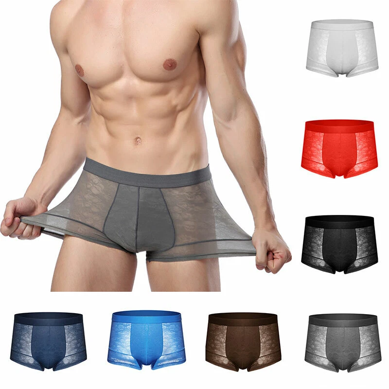 Sexy Calzoncillos Boxer Transparentes Para Hombre Malla Transparente Bolsa Ropa Interior Bragas Lenceríaɞ Foto 2 de 4