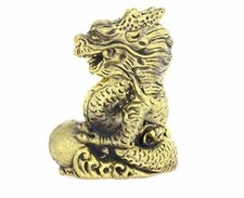 Smok szczęścia z kulką mosiężna figurka wysokość 5 cm XI-T-02