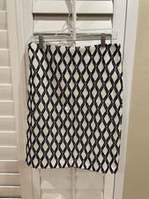 J. McLaughlin Pencil, Ikat, Cotton Blend, White/Blue Skirt orig. 168 , Sz 4