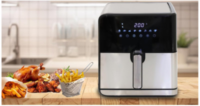 DMS  8L XXL Heißluftfritteuse Fritteuse Heißluft Digitale Touch Displa Edelstahl