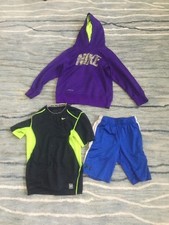 Boys size small nike shirt and sweatshirt and under armour shorts, EUC, Lot of 3
