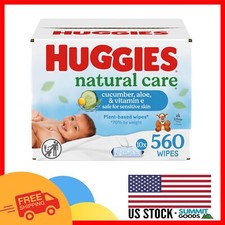 Natural Care Baby Wipes, Cucumber, Aloe  Vitamin E - 560 Hypoallergenic Wipes