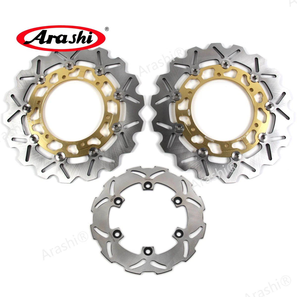 Kit Dischi Freno Anteriori E Posteriori Per Yamaha YZF R1 2004-2006 - FSFYUK, Neri, Diametro 320 Mm, Aftermarket