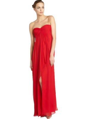 JILL STUART ~ Red Silk Chiffon Empire Sweetheart Slit Formal Gown 4 NEW $368