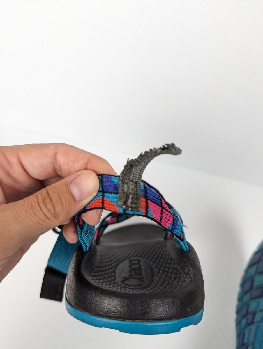 Chaco Youth ZX1 Eco Tread Teal Blue Geometric Pattern