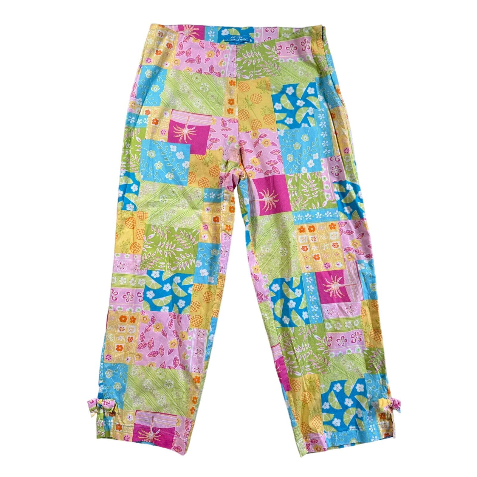 Cotton Connection Tropical Patchwork Style Crop P… - image 1