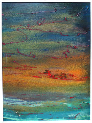 Ian Laurie (geb.1933) Großes expressionistisches Acryl auf Karton. Ohne Titel, Sea & Sky