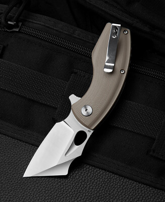 Bestech Lizard Liner Folding Knife 2.5'' D2 Tool Steel Blade Beige G-10 Handle