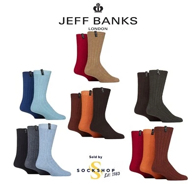 Men's Boot Socks, Plain, Ribbed, Recycled Wool, 5 Pairs, Size 7-11 - Jeff Banks