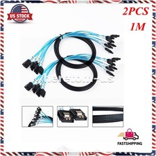 2X 6 SATA 7pin to 6 SATA 3.0 6Gbps Hard Drive Data Cable Breakout Splitter 100cm
