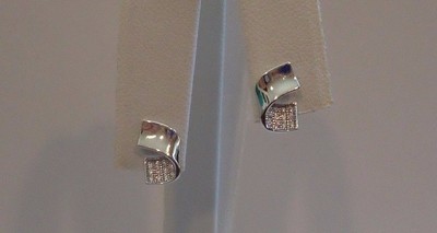 925 STERLING SILVER DESIGNER STUD EARRINGS W/ .25 CT LAB CREATED DIAMONDS