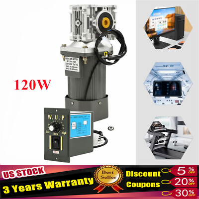 Worm Gear Motor 120W AC 110V Speed Controller Industrial Gearbox Electric RV30