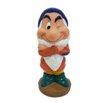 5" VINTAGE DISNEY SNOW WHITE 7 SEVEN DWARF HAPPY RUBBER BATH FIGURINE TOY