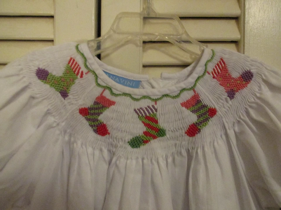 Anavini Niñas Medias Caladas Navidad Obispo Blanco Vestido Mangas Cortas 5 Foto 2 de 4