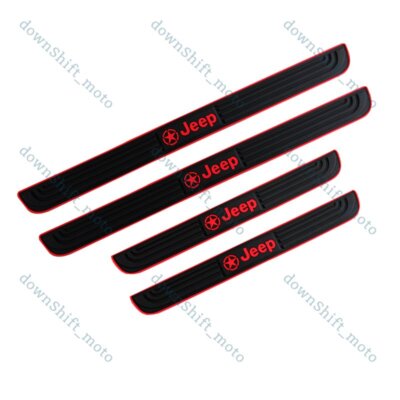 Black Rubber Car Door Scuff Sill Cover Panel Step Protector For Jeep 4PCS New