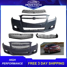 New Front Bumper Upper Center Lower Grille Assembly Black Fits 2013 Chevy Malibu
