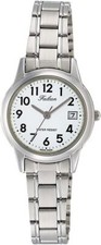  Citizen Q Q Watch Analog Waterproof Date Metal Band D011-204 Women's Whit