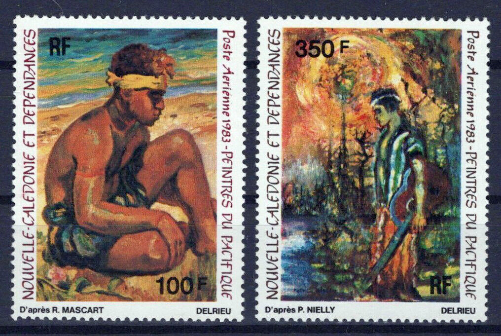 枝アート New Caledonia C191-C192 MNH Air Post Paintings Music Guitar