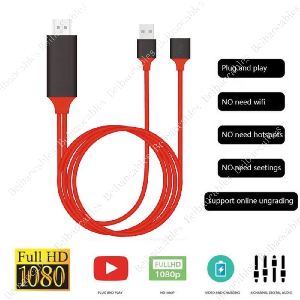 HDMI Cable 1080P Phone to TV HDTV AV Adapter Universal For iPhone Android Type C-image
