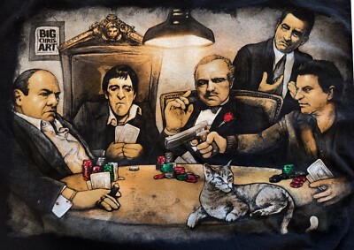 Big Chris Art Poker T-Shirt Scarface Al Pacino Tee Shirt Black Short Sleeve Cot