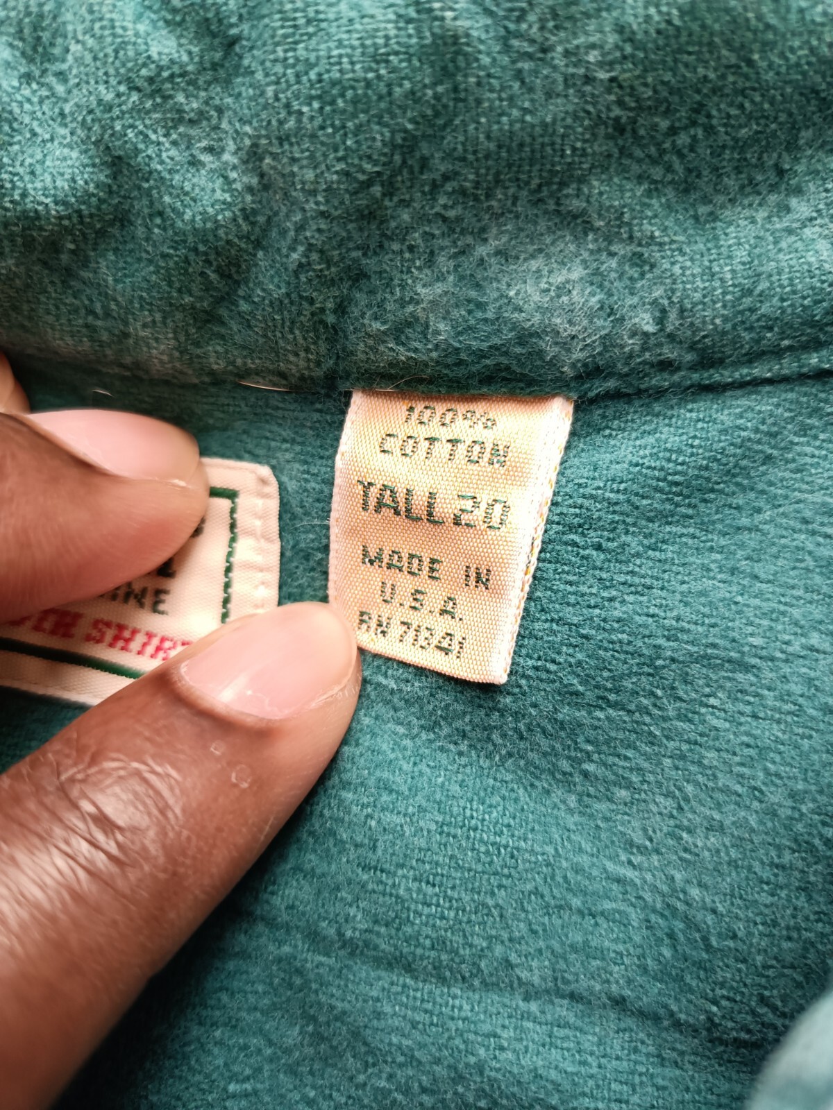 L.L. Bean Button Down Shirt Mens Size 20 Tall Green Long Sleeve 