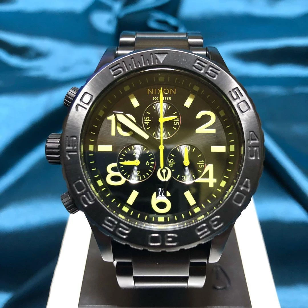 Nixon The 42-20 Chrono Analog Chronograph Quartz Watch Lime Black