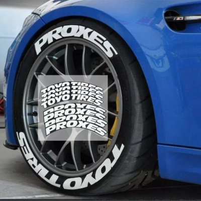 White TOYO TIRES PROXES Car Tire Lettering Sticker 1.38