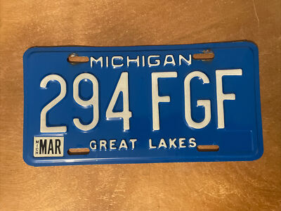 1984 Michigan License Plate Great Lakes Blue # 294 FGF