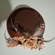 Women s Brown Fascinator Hat Clip On Derby Tea Party Cocktail 20s 50s