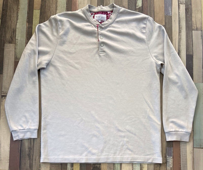 Blake Mill Herren Größe XL Langarm 1/4 Knopf Stein Pullover Smart Top Baumwolle